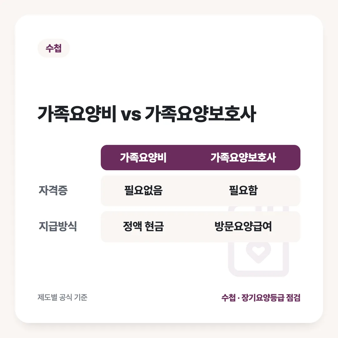 가족요양비 vs 가족요양보호사: 가족요양비 vs 가족요양보호사